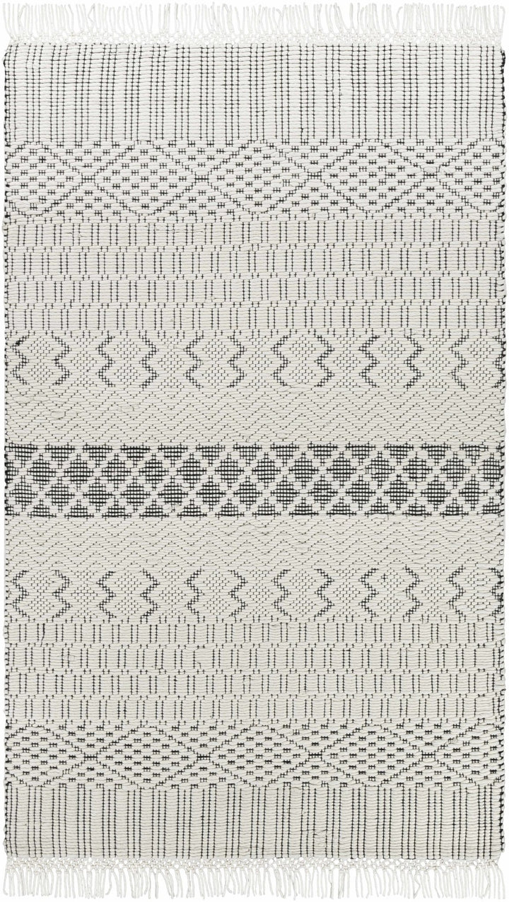 Limoges Ivory And Black Modern Geometrical Hand Woven Area Rug - The Rug Decor
