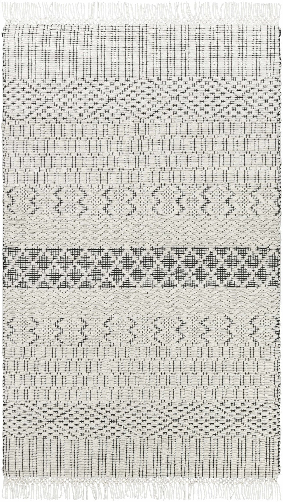 Limoges Ivory And Black Modern Geometrical Hand Woven Area Rug - The Rug Decor