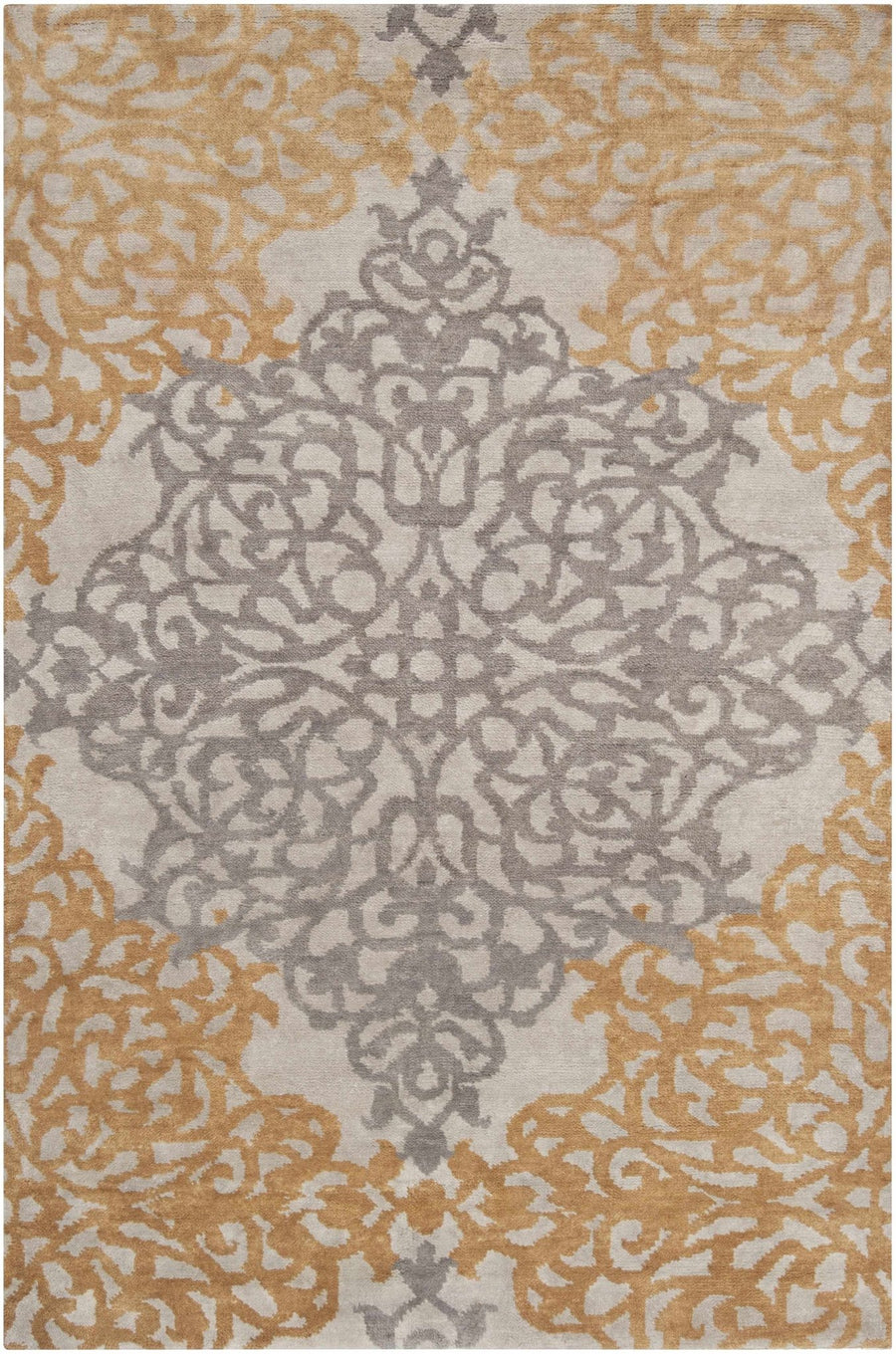 Lisle Contemporary Gray And Brown Hand Knotted Wool Rug - The Rug Decor