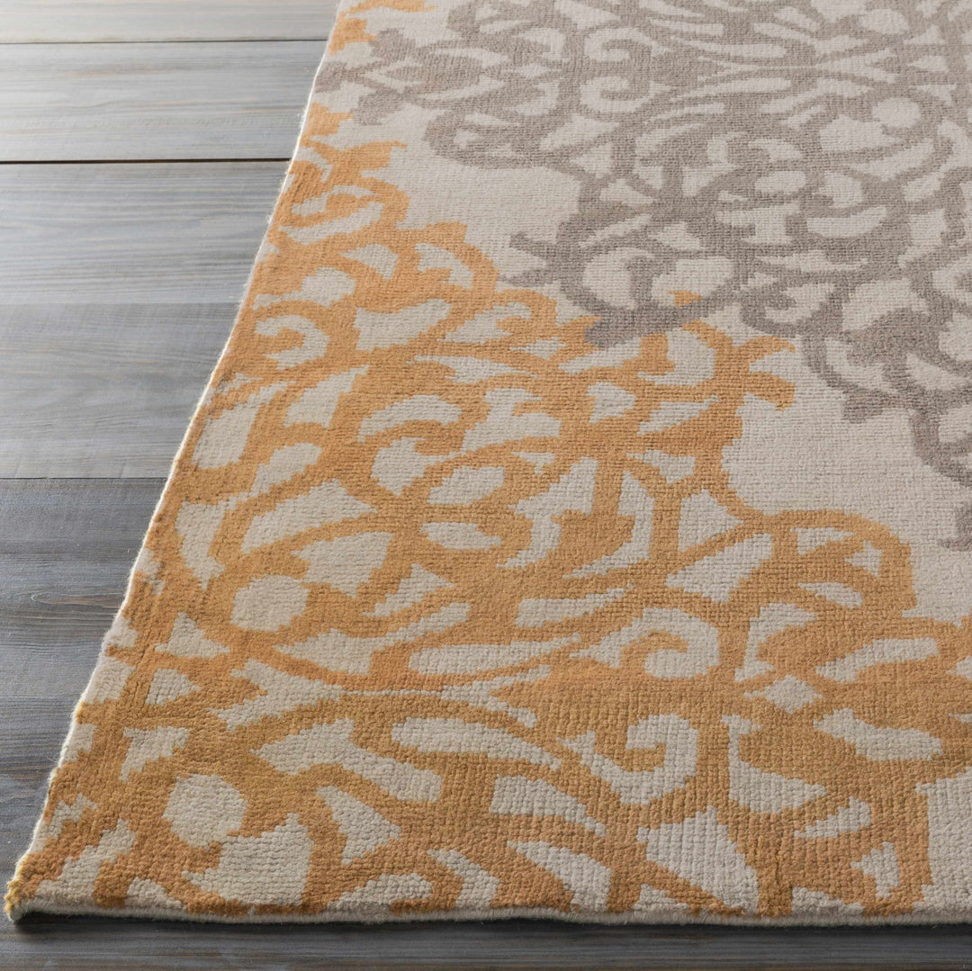 Lisle Contemporary Gray And Brown Hand Knotted Wool Rug - The Rug Decor