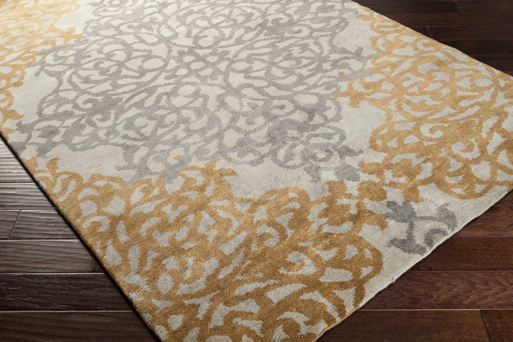Lisle Contemporary Gray And Brown Hand Knotted Wool Rug - The Rug Decor