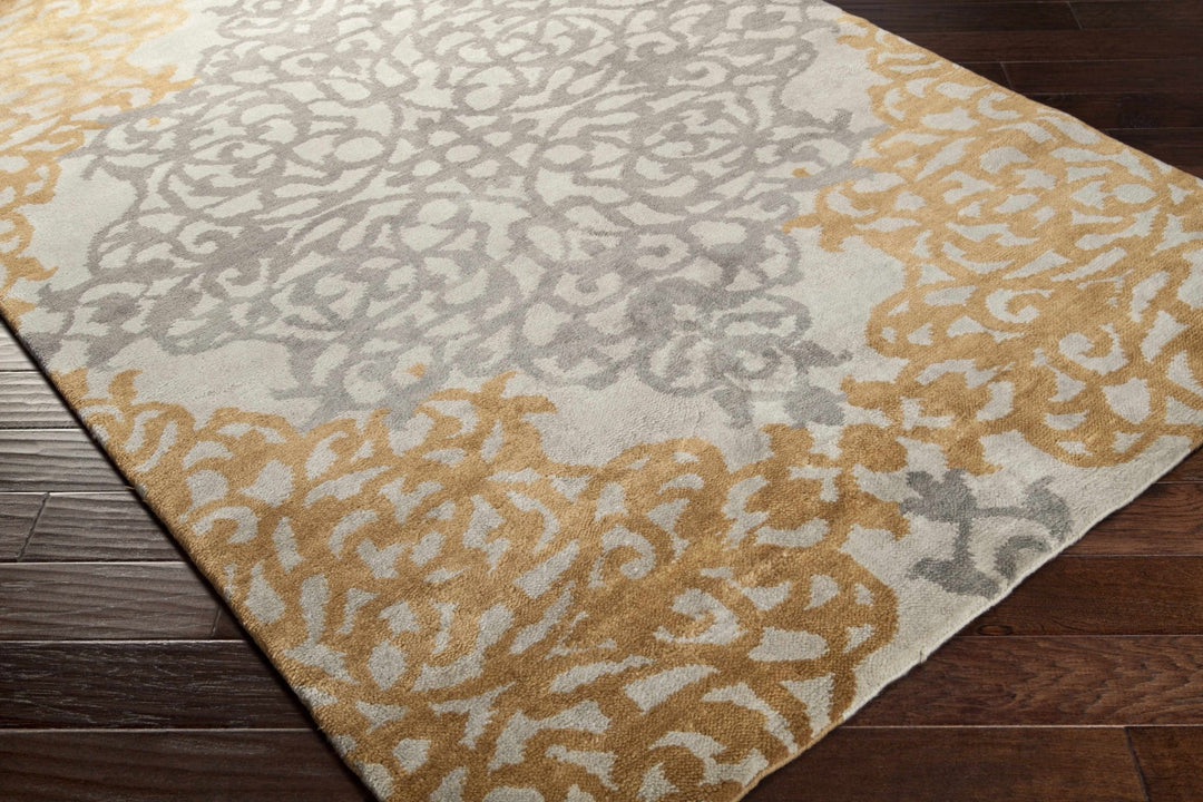 Lisle Contemporary Gray And Brown Hand Knotted Wool Rug - The Rug Decor