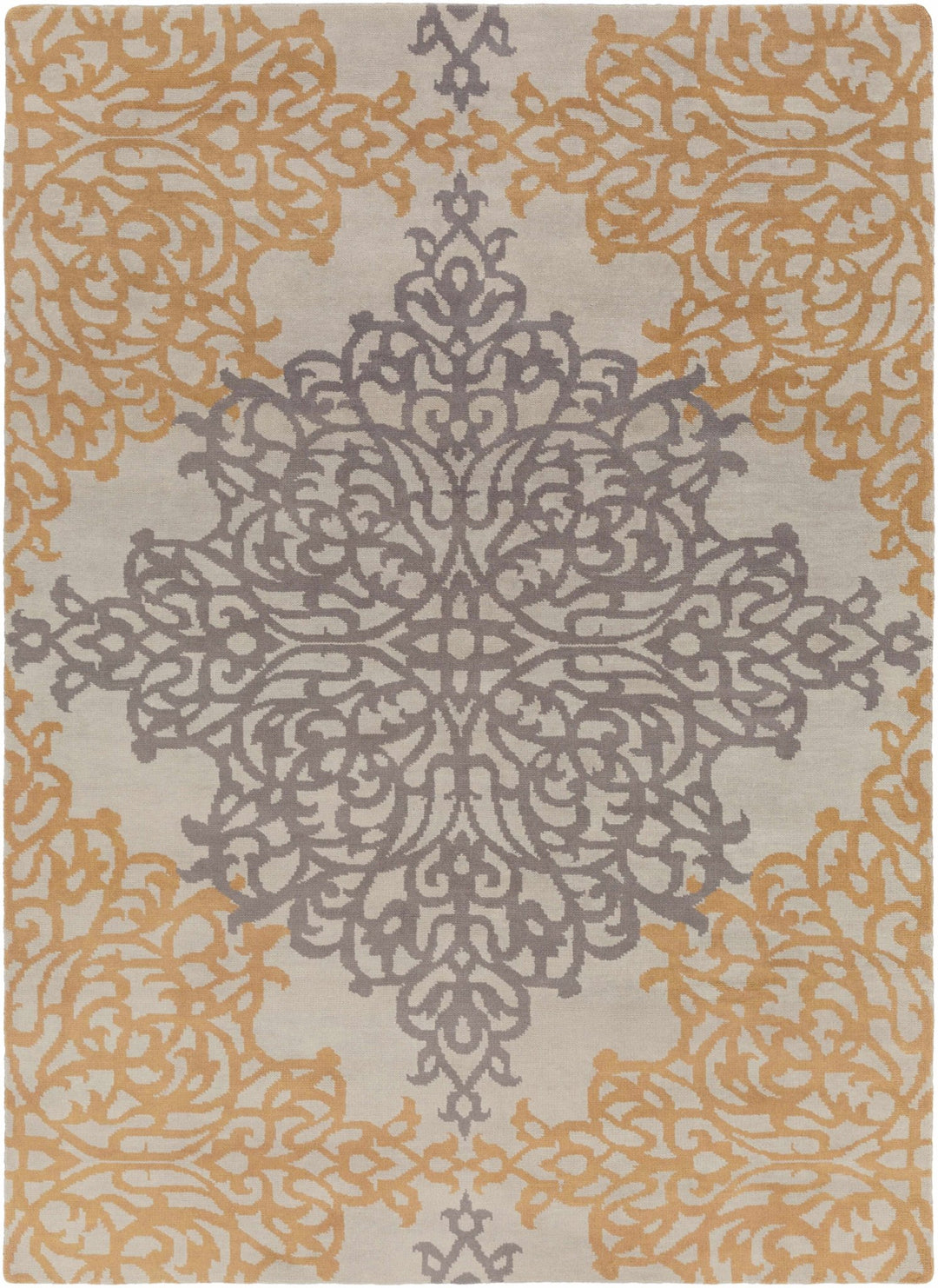 Lisle Contemporary Gray And Brown Hand Knotted Wool Rug - The Rug Decor