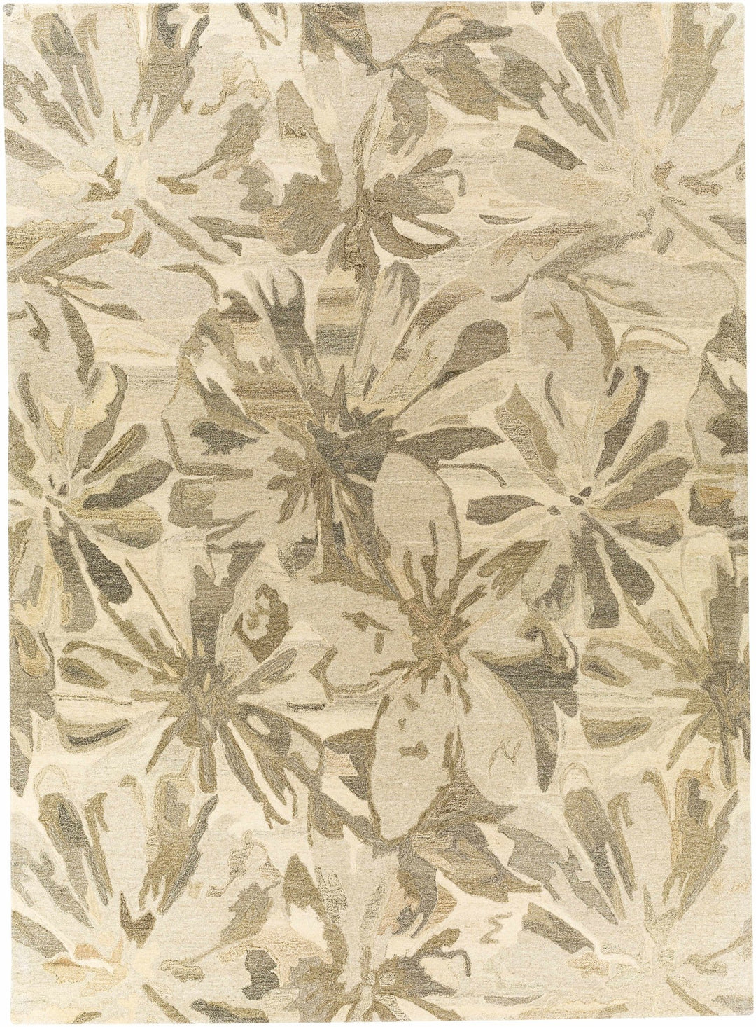 Livabliss Contemporary Gray And Beige Floral Wool Rug - The Rug Decor
