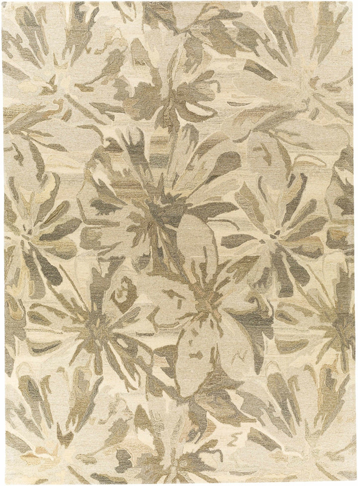 Livabliss Contemporary Gray And Beige Floral Wool Rug - The Rug Decor
