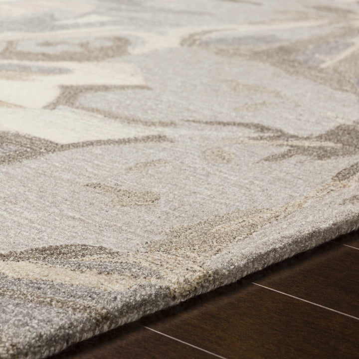 Livabliss Contemporary Gray And Beige Floral Wool Rug - The Rug Decor
