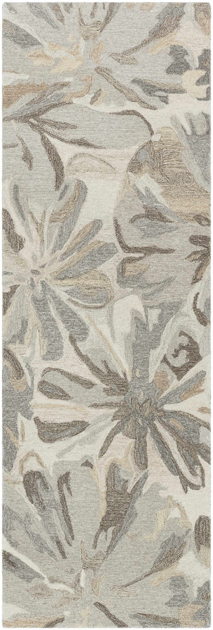 Livabliss Contemporary Gray And Beige Floral Wool Rug - The Rug Decor
