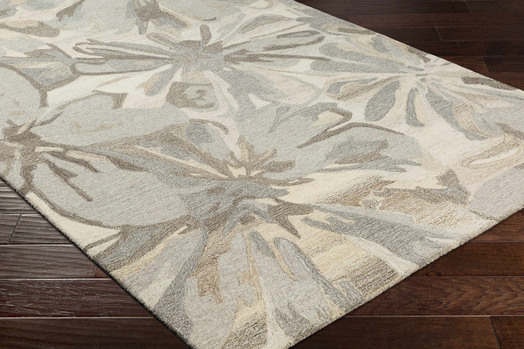 Livabliss Contemporary Gray And Beige Floral Wool Rug - The Rug Decor