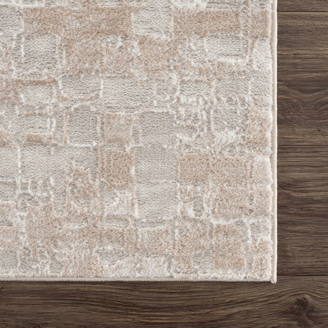 Liveri Modern Abstract Design Pink And Ivory Mosaic Rug - The Rug Decor