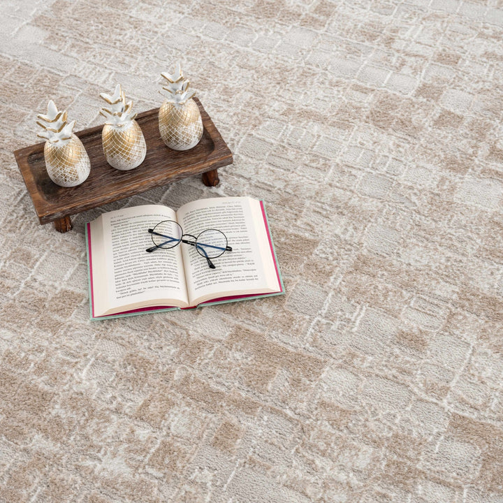 Liveri Modern Abstract Design Pink And Ivory Mosaic Rug - The Rug Decor