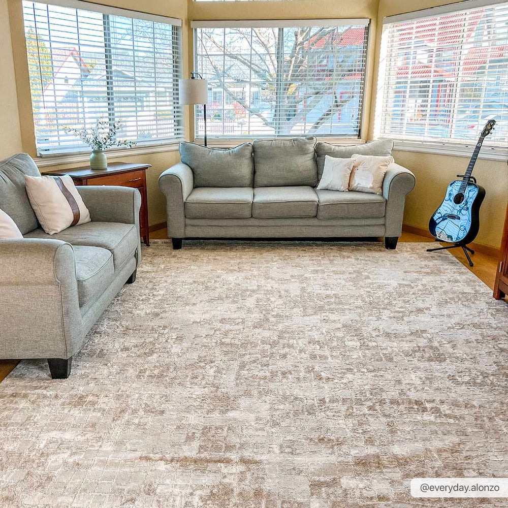 Liveri Modern Abstract Design Pink And Ivory Mosaic Rug - The Rug Decor