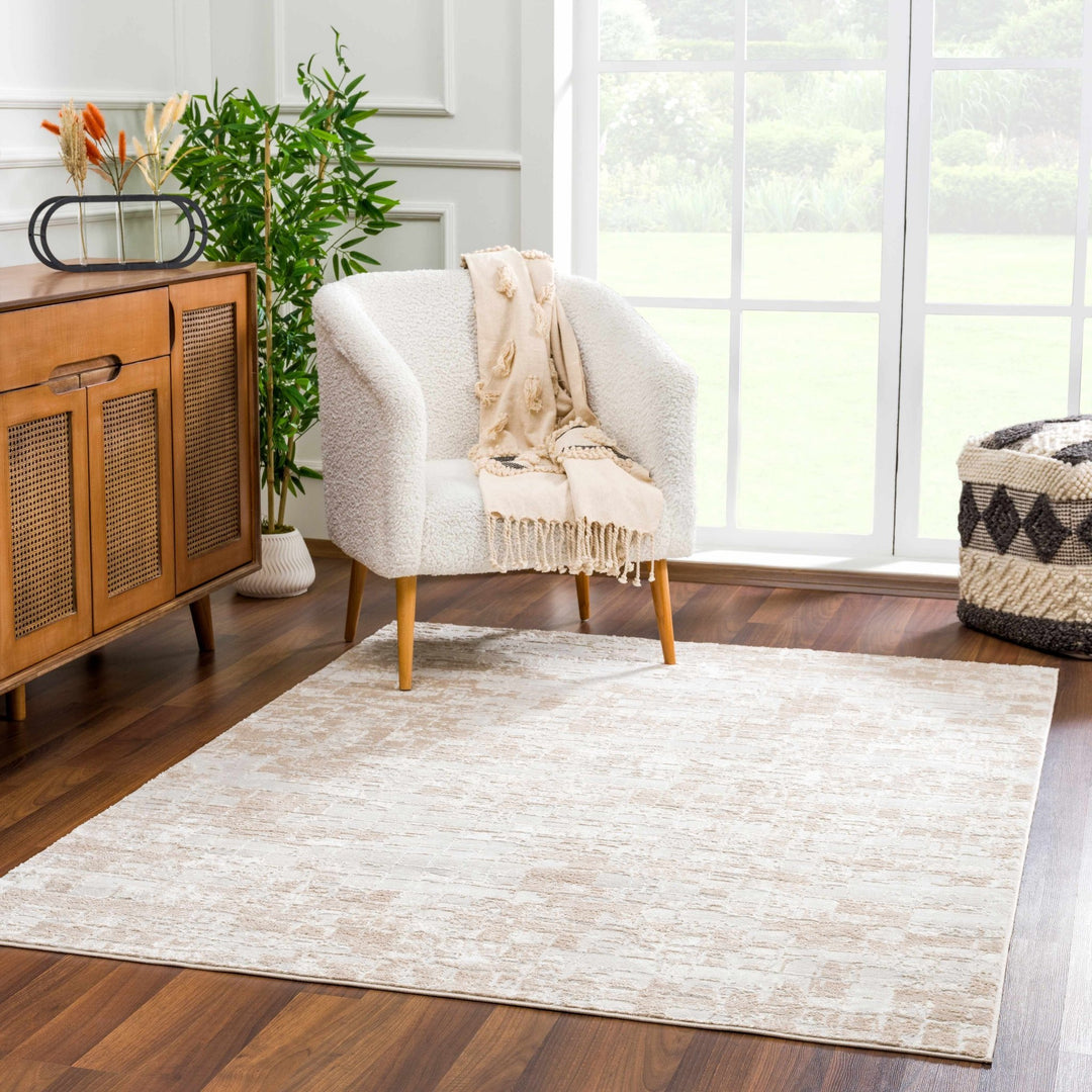 Liveri Modern Abstract Design Pink And Ivory Mosaic Rug - The Rug Decor