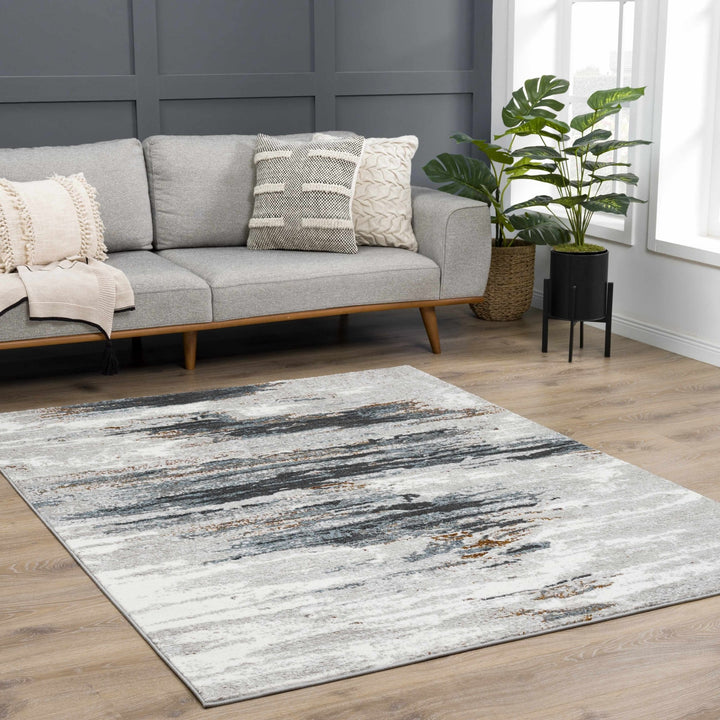 Liverpool Contemporary Abstract Gray And Charcoal Rug - The Rug Decor