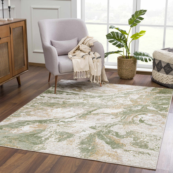 Liverpool Modern Abstract Design Green Area Rug - The Rug Decor