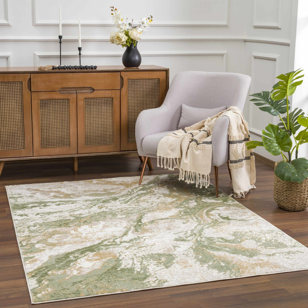 Liverpool Modern Abstract Design Green Area Rug - The Rug Decor