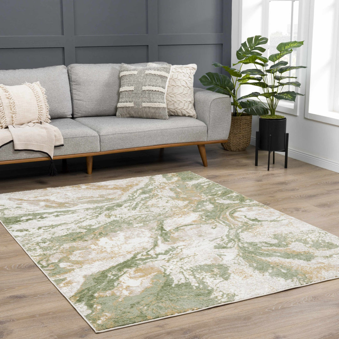 Liverpool Modern Abstract Design Green Area Rug - The Rug Decor