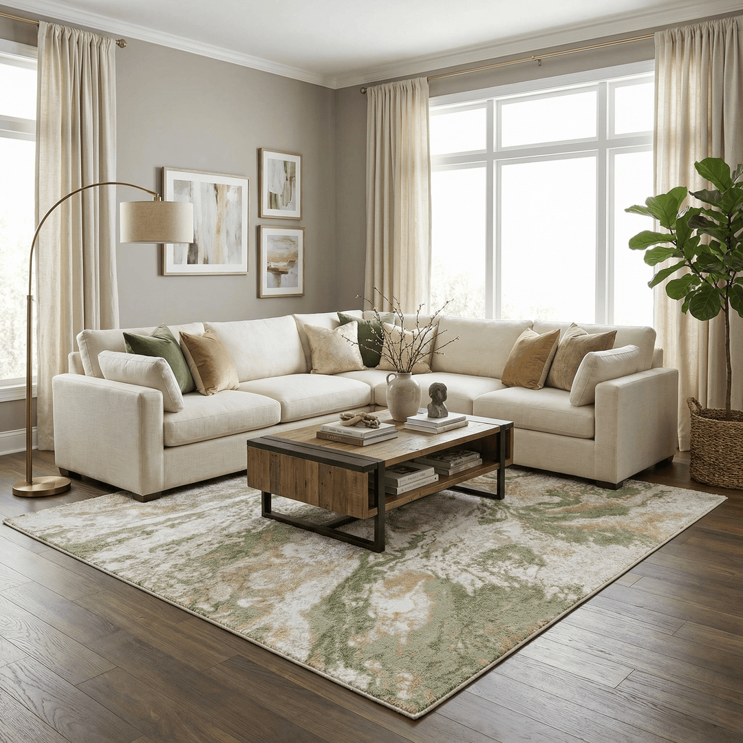 Liverpool Modern Abstract Design Green Area Rug - The Rug Decor