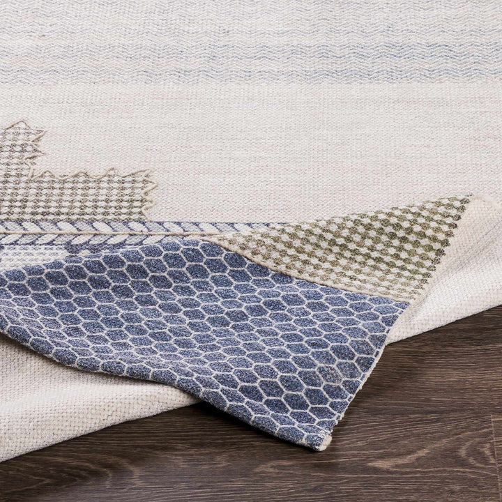 Llansteffan Modern Geomatrical Design Blue And Ivory Area Rug - The Rug Decor