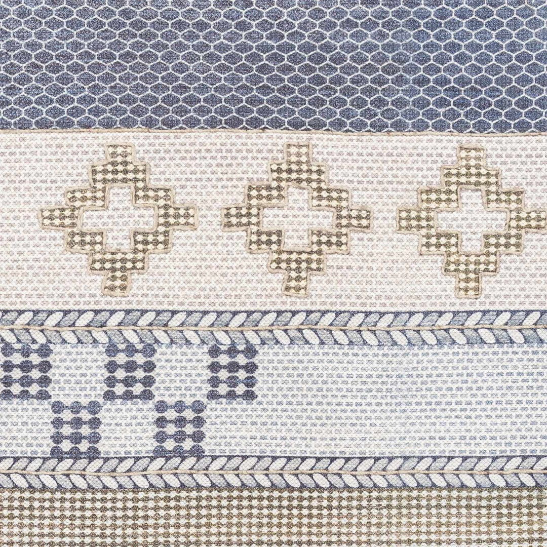 Llansteffan Modern Geomatrical Design Blue And Ivory Area Rug - The Rug Decor