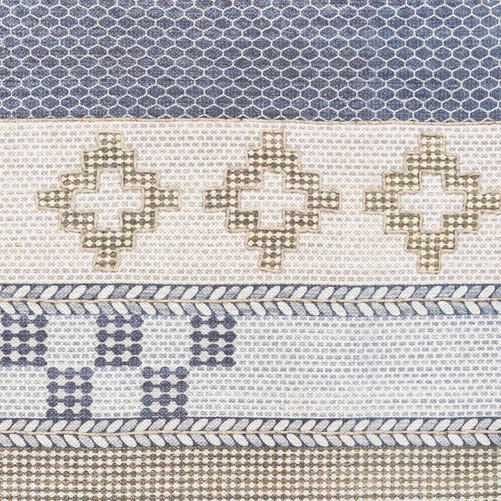 Llansteffan Modern Geomatrical Design Blue And Ivory Area Rug - The Rug Decor