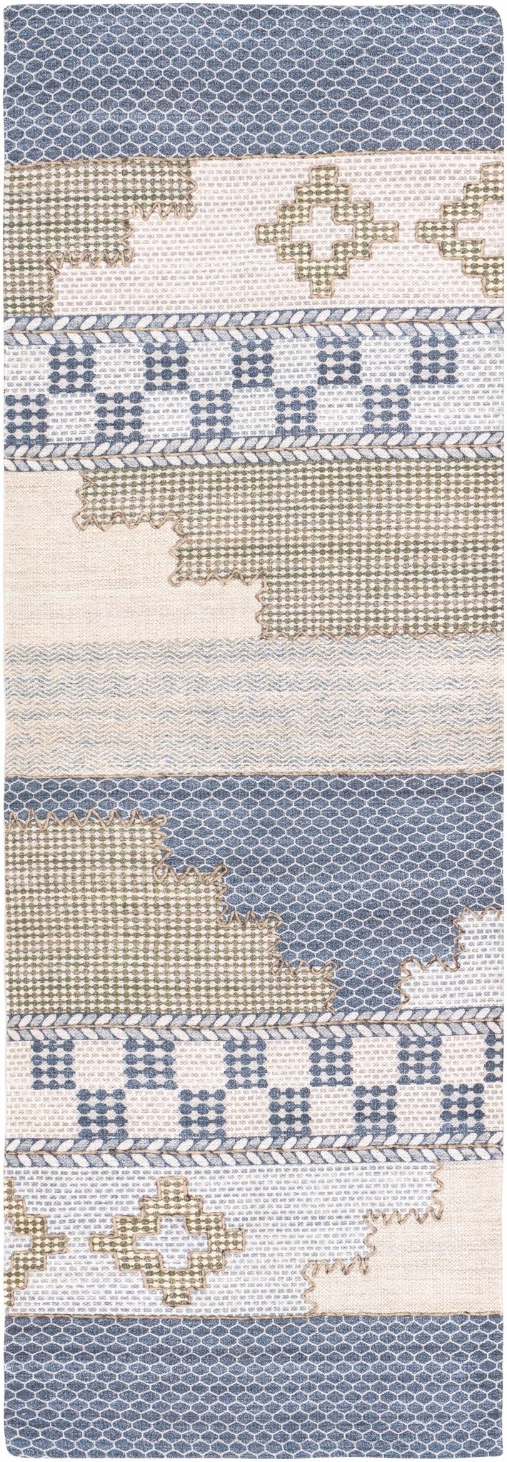 Llansteffan Modern Geomatrical Design Blue And Ivory Area Rug - The Rug Decor
