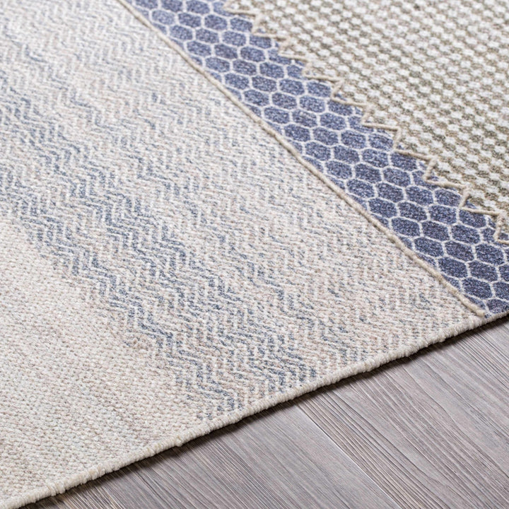 Llansteffan Modern Geomatrical Design Blue And Ivory Area Rug - The Rug Decor