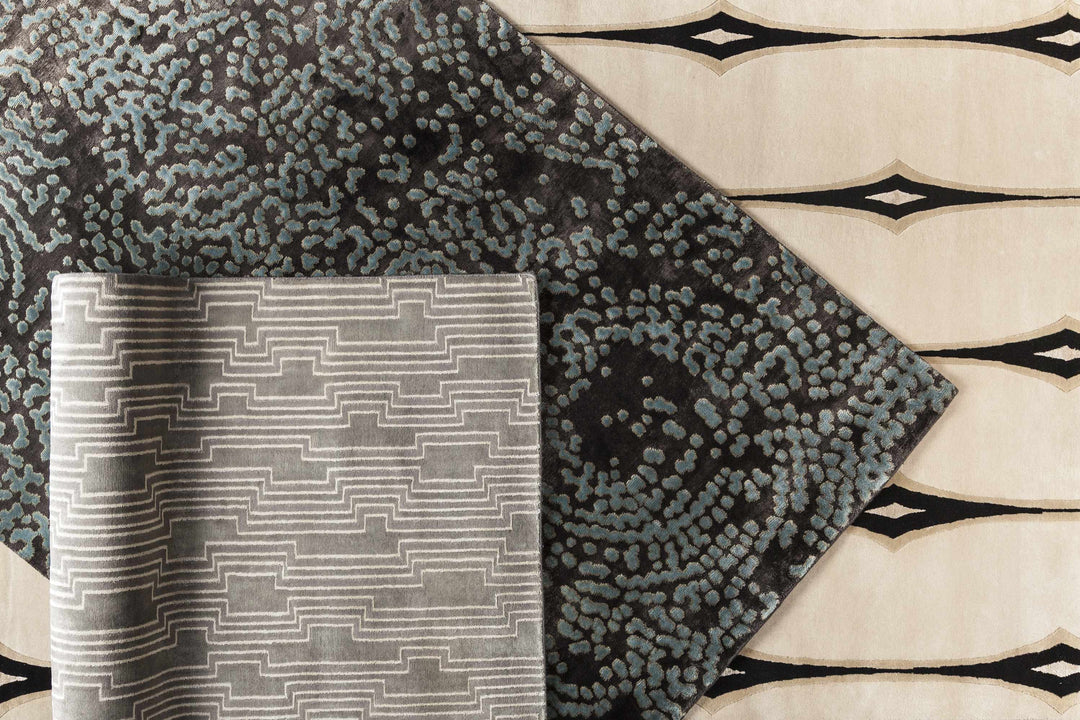 Minneapolis Modern Abstract Black And Gray Hand Knotted Wool Rug