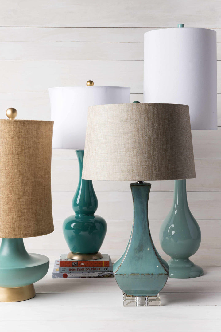 Aringay Aqua Textured Table Lamp – Contemporary Accent Lighting with Linen Shade