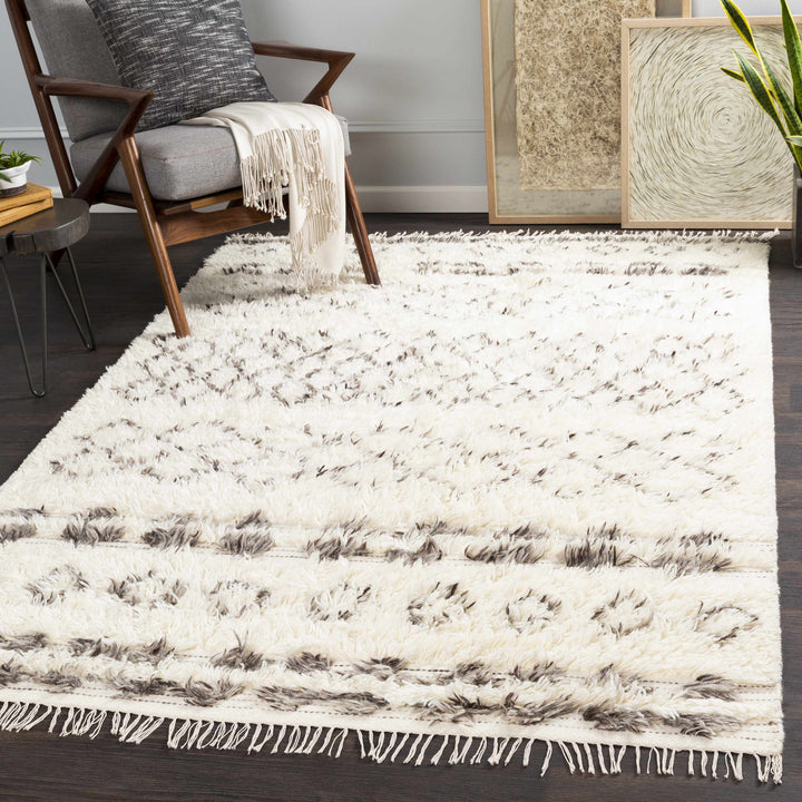 Lochwinnoch Modern Geometrical Design Ivory And Brown Area Rug