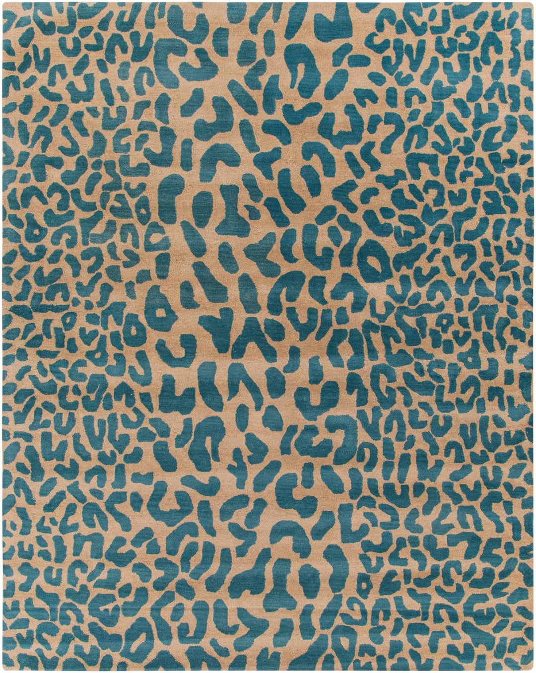 Lockbourne Contemporary Teal And Beige Leopard Design Area Rug - The Rug Decor