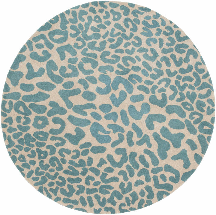 Lockbourne Contemporary Teal And Beige Leopard Design Area Rug - The Rug Decor
