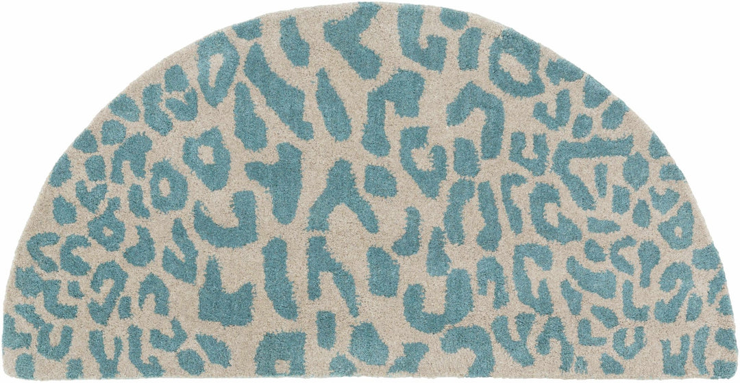 Lockbourne Contemporary Teal And Beige Leopard Design Area Rug - The Rug Decor