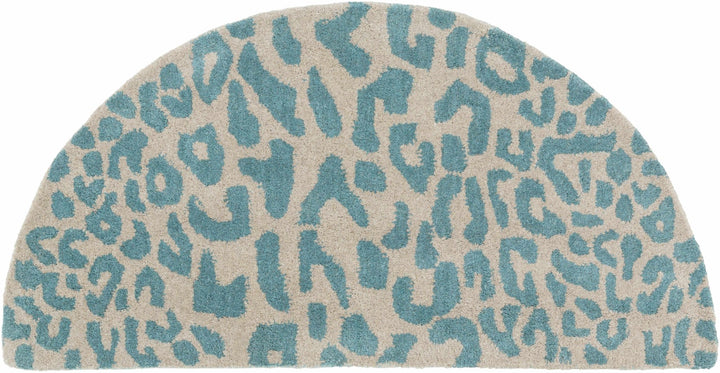 Lockbourne Contemporary Teal And Beige Leopard Design Area Rug - The Rug Decor