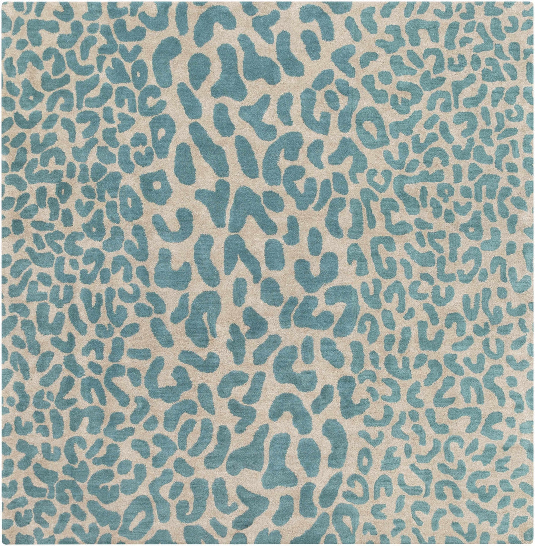 Lockbourne Contemporary Teal And Beige Leopard Design Area Rug - The Rug Decor