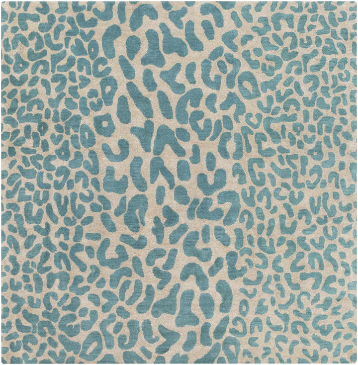 Lockbourne Contemporary Teal And Beige Leopard Design Area Rug - The Rug Decor