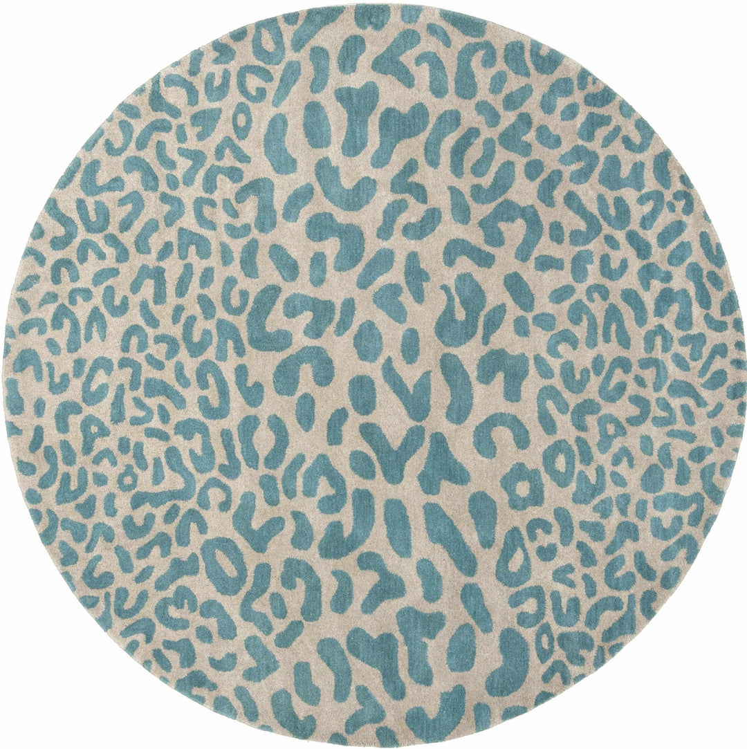 Lockbourne Contemporary Teal And Beige Leopard Design Area Rug - The Rug Decor