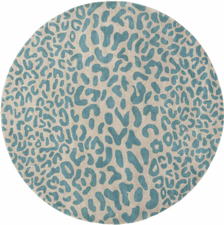 Lockbourne Contemporary Teal And Beige Leopard Design Area Rug - The Rug Decor