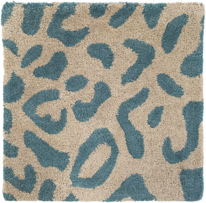 Lockbourne Contemporary Teal And Beige Leopard Design Area Rug - The Rug Decor