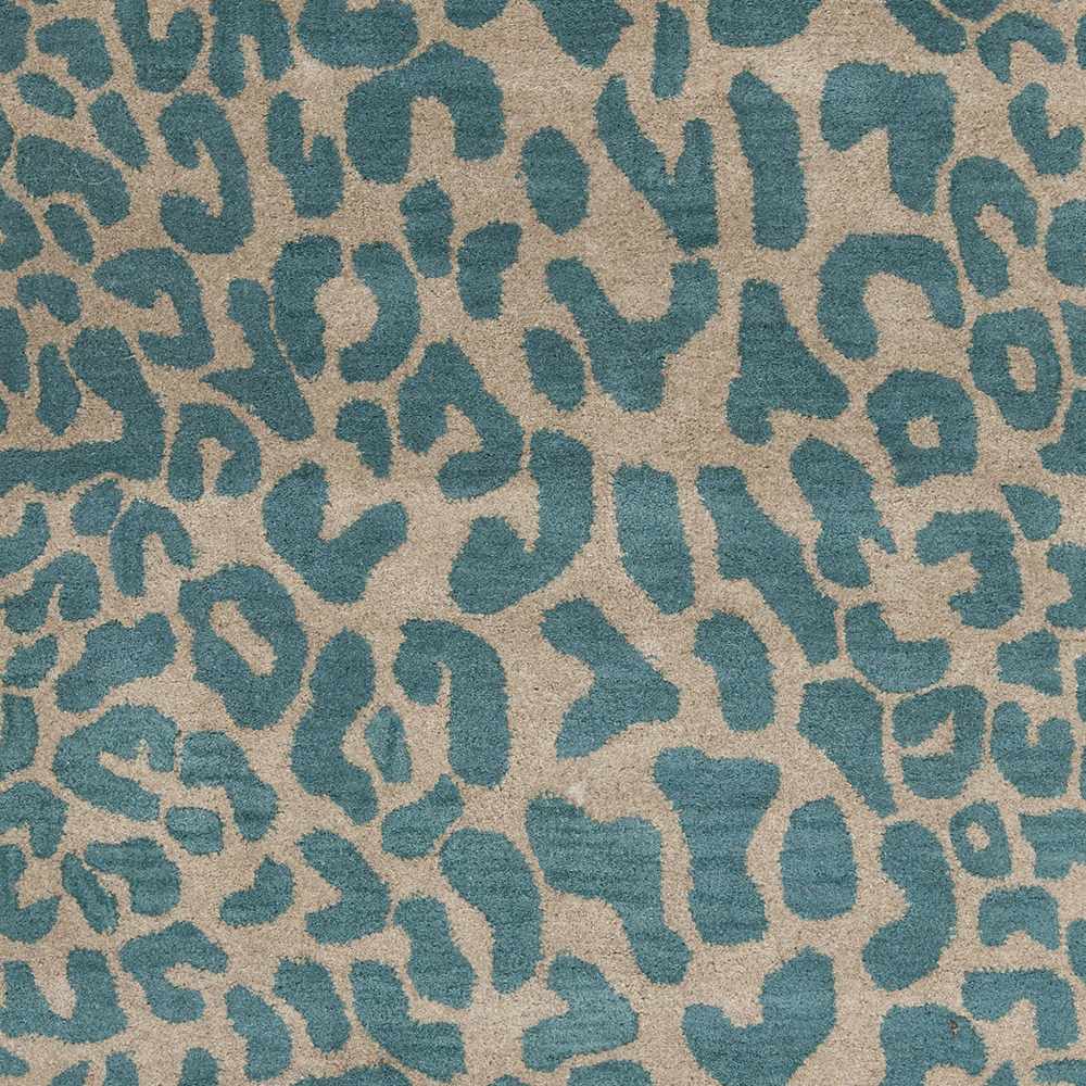 Lockbourne Contemporary Teal And Beige Leopard Design Area Rug - The Rug Decor