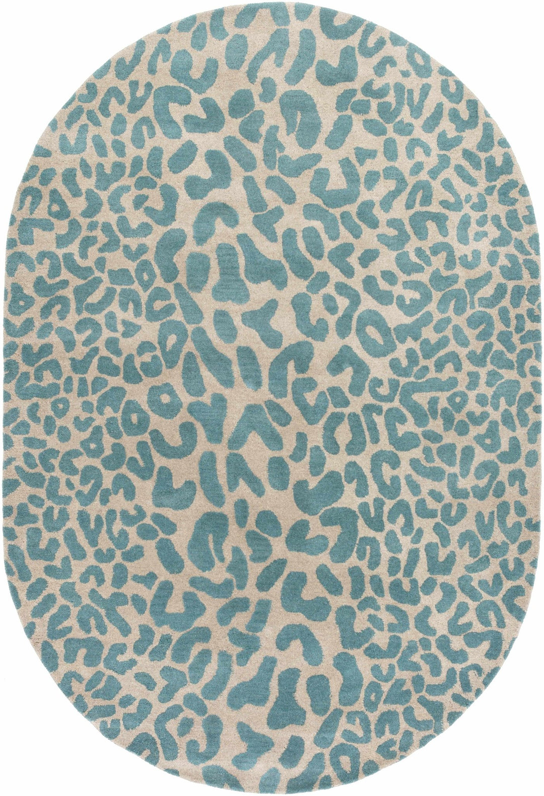 Lockbourne Contemporary Teal And Beige Leopard Design Area Rug - The Rug Decor