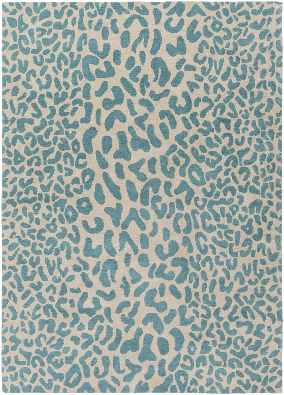 Lockbourne Contemporary Teal And Beige Leopard Design Area Rug - The Rug Decor
