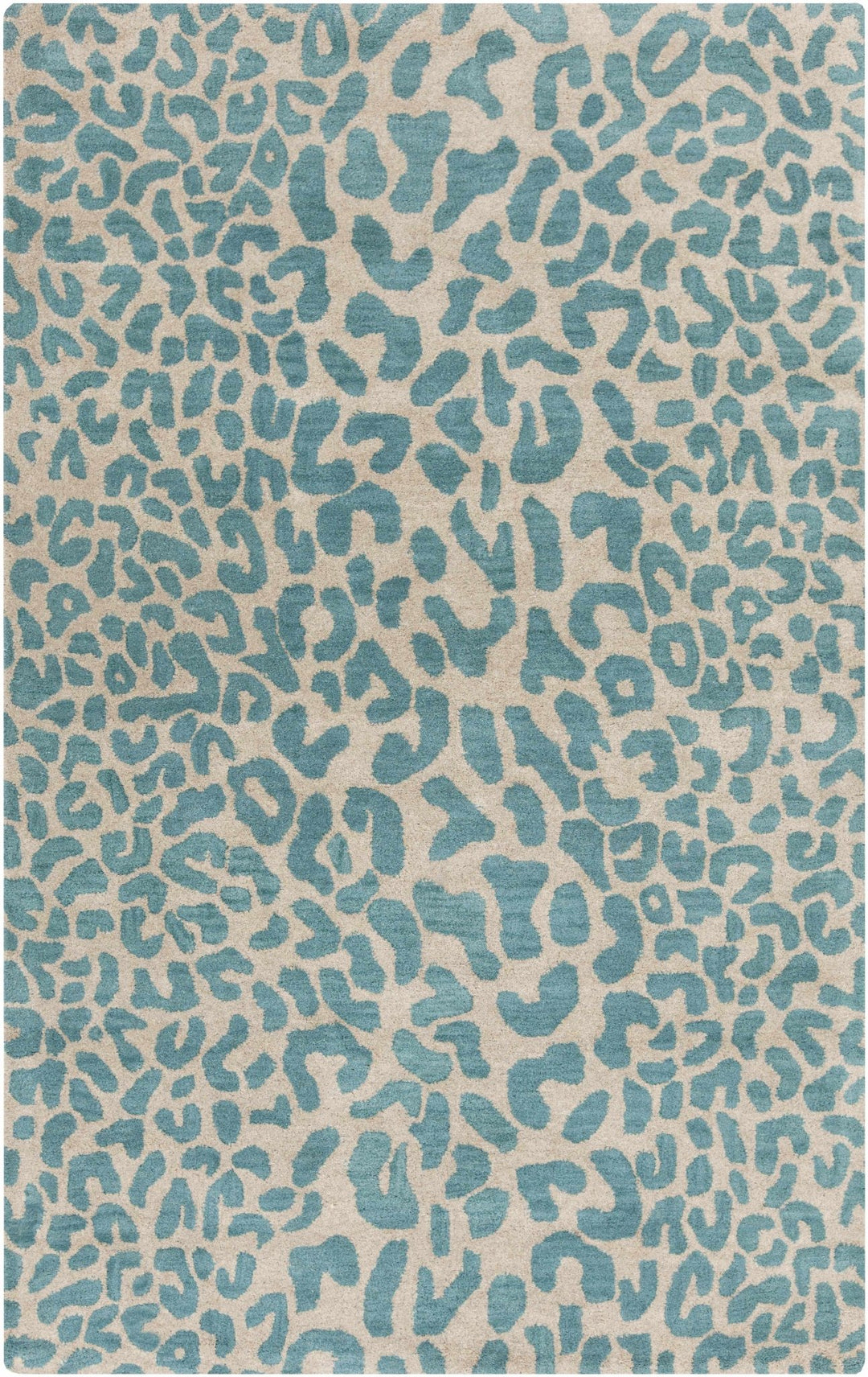 Lockbourne Contemporary Teal And Beige Leopard Design Area Rug - The Rug Decor