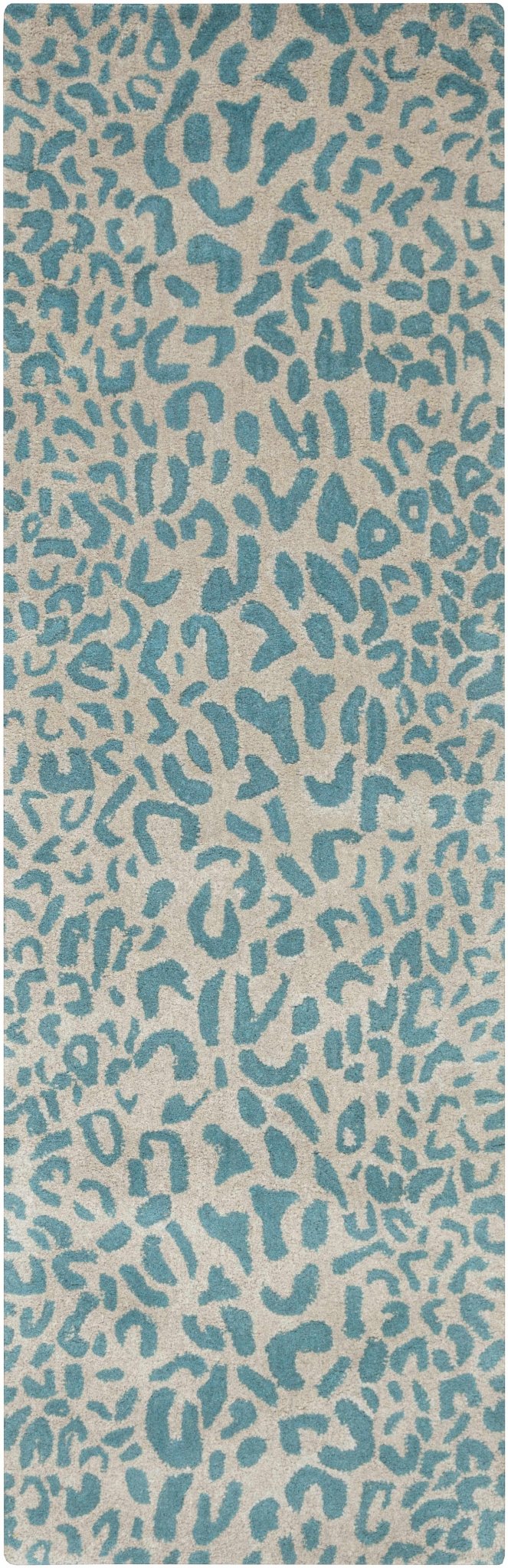 Lockbourne Contemporary Teal And Beige Leopard Design Area Rug - The Rug Decor