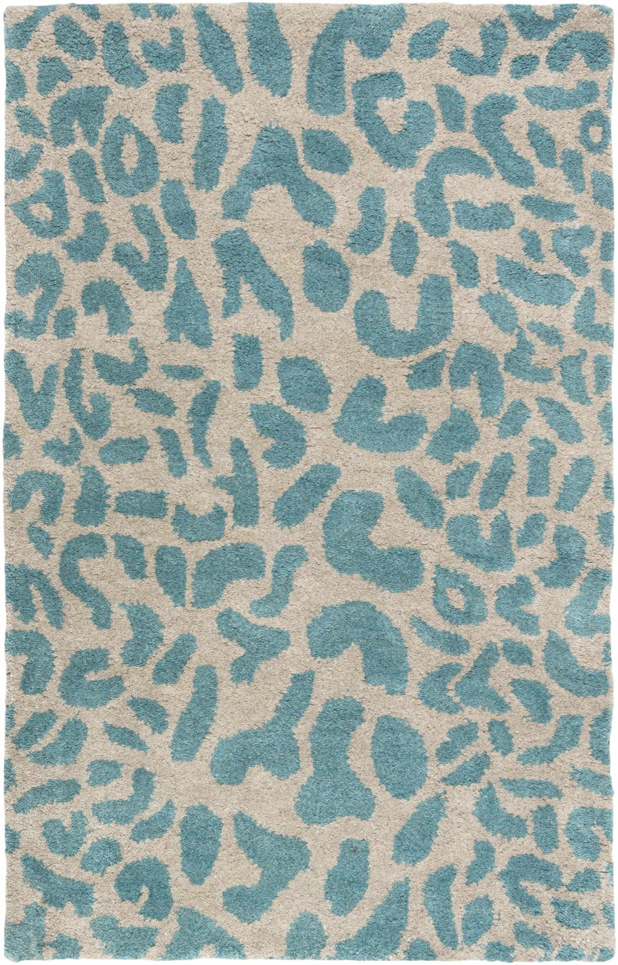 Lockbourne Contemporary Teal And Beige Leopard Design Area Rug - The Rug Decor