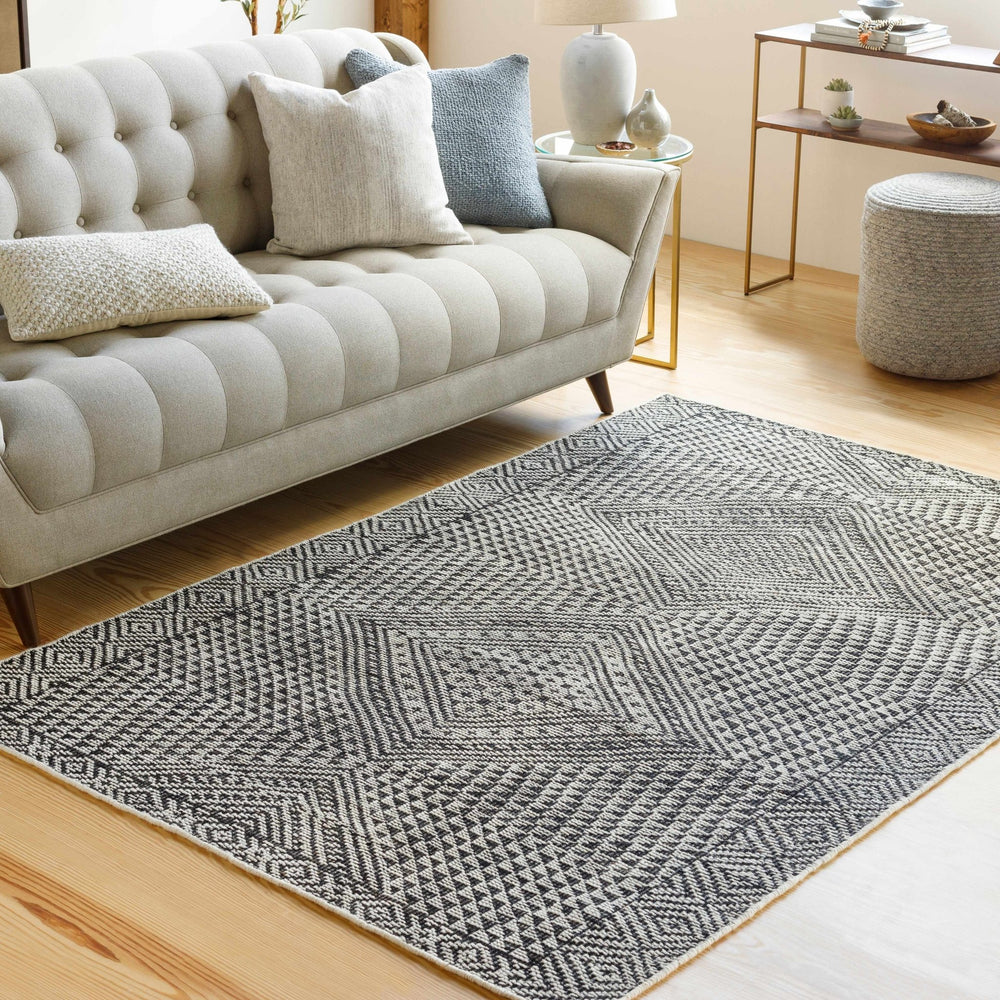 Londontowne Modern Style Ivory And Black Hand Knotted Area Rug - The Rug Decor