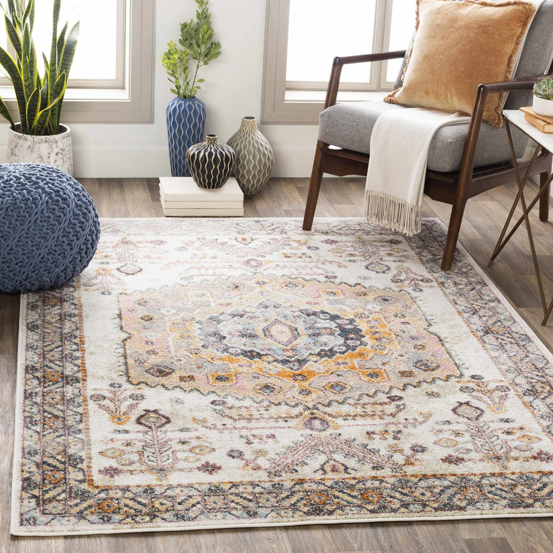 Loranger Traditional Style Ivory And Brown Area Rug - The Rug Decor