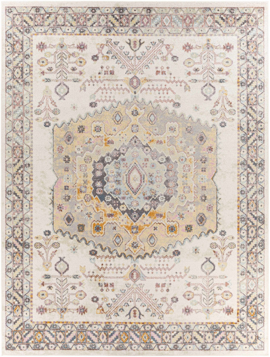 Loranger Traditional Style Ivory And Brown Area Rug - The Rug Decor