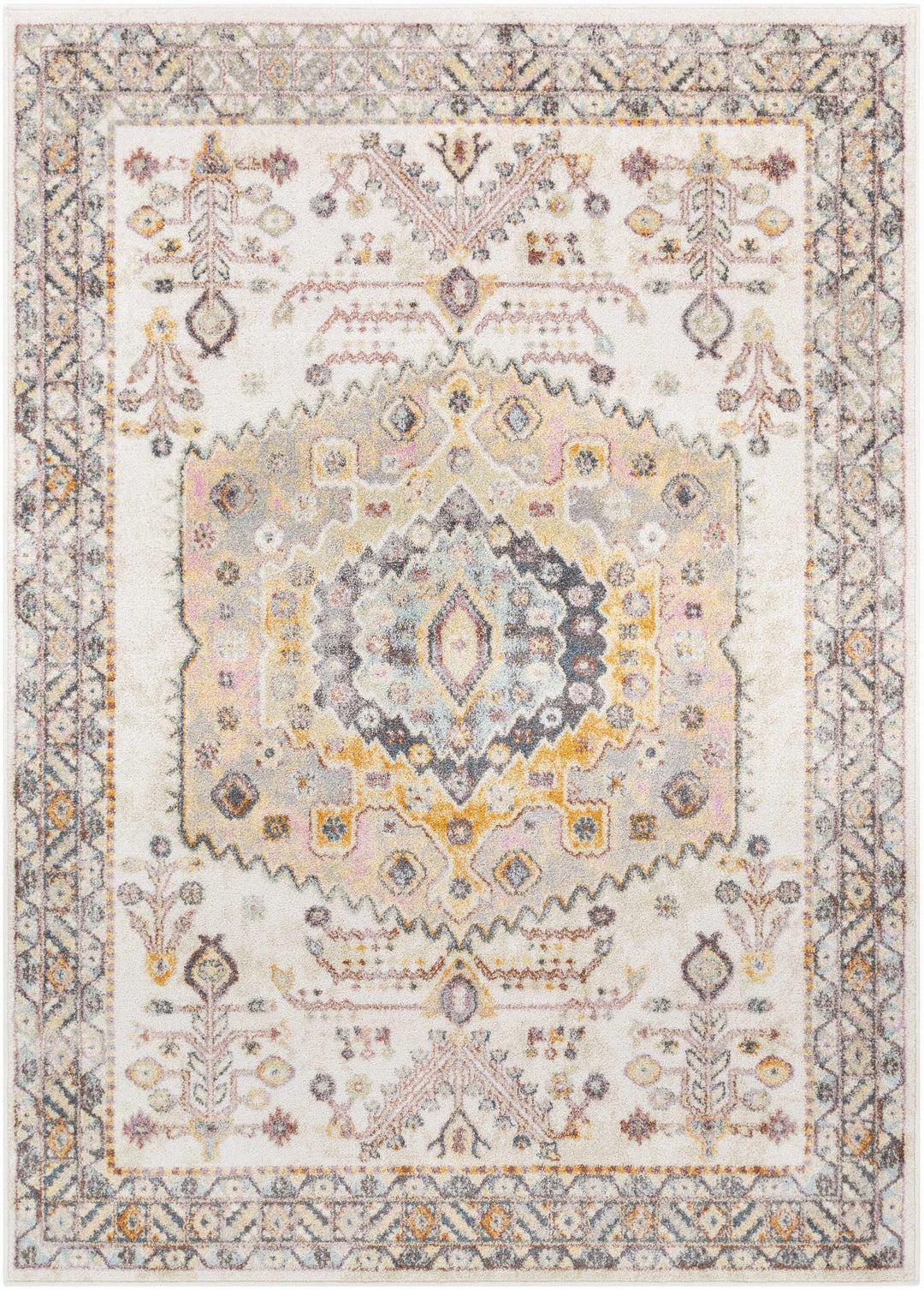 Loranger Traditional Style Ivory And Brown Area Rug - The Rug Decor