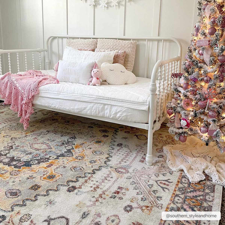 Loranger Traditional Style Ivory And Brown Area Rug - The Rug Decor