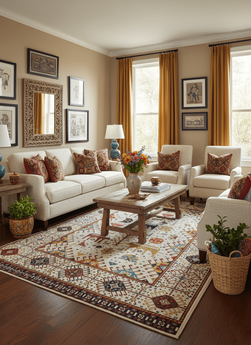 Lori Gabbeh Design Ivory 8x11.7 Hand Knotted wool Area Rug - The Rug Decor